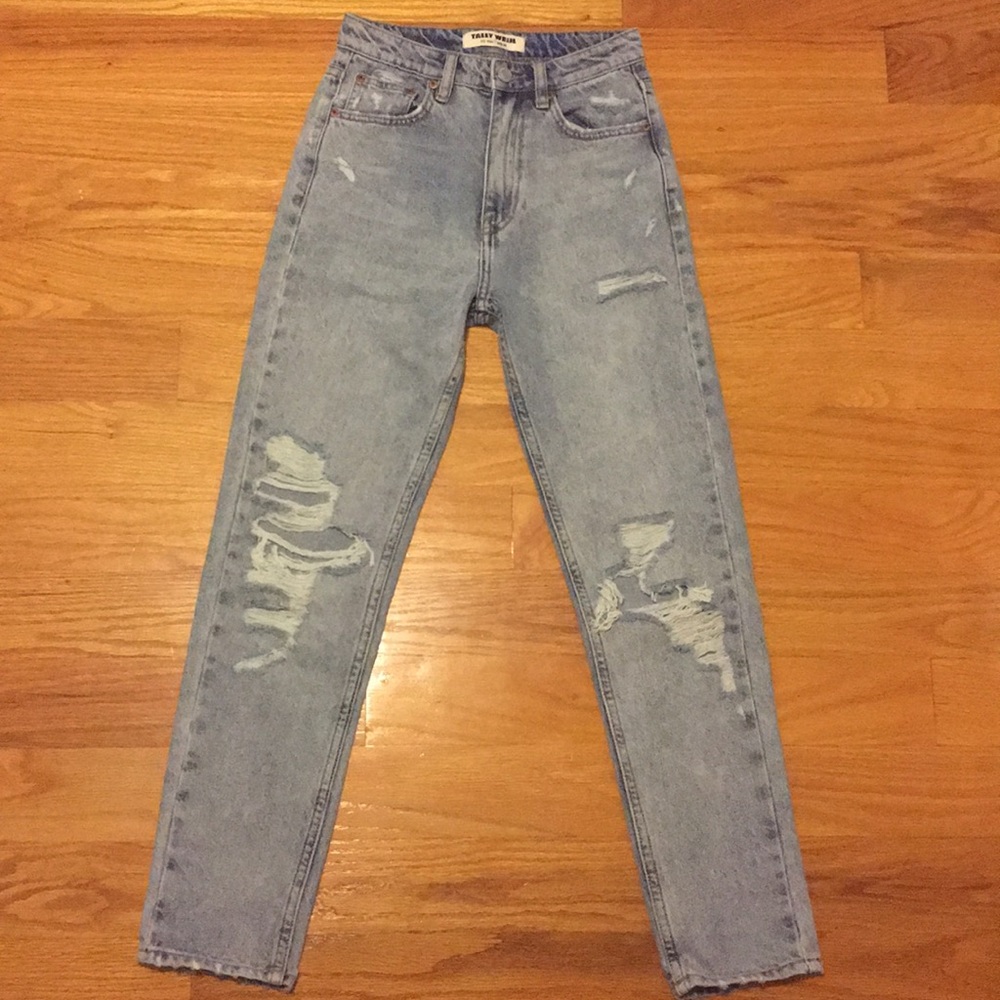 Distressed mom jeans